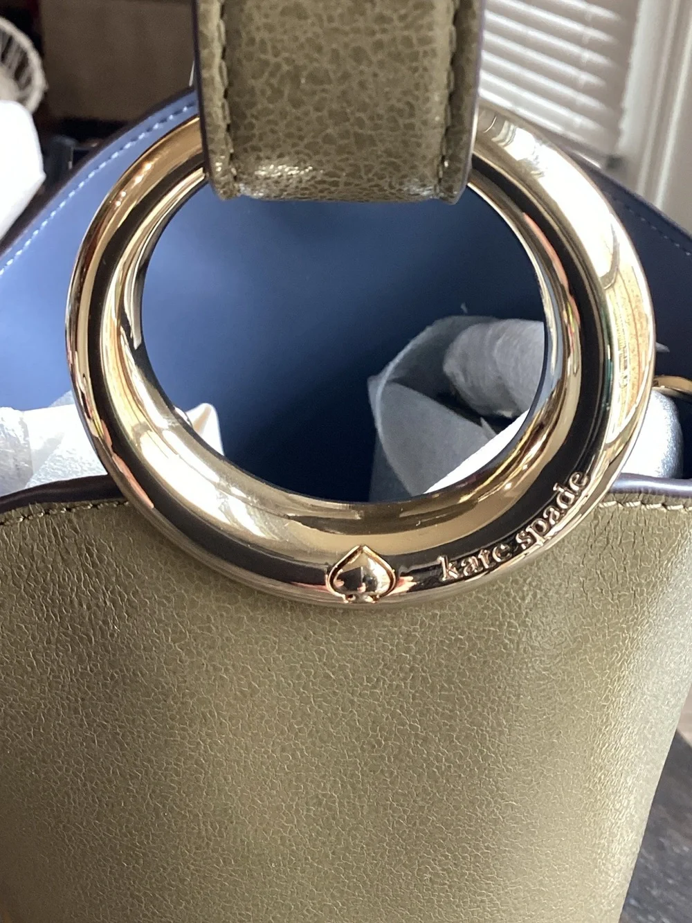 Kate Spade Halo Dried Thyme Glazed Leather Mini Bucket Bag